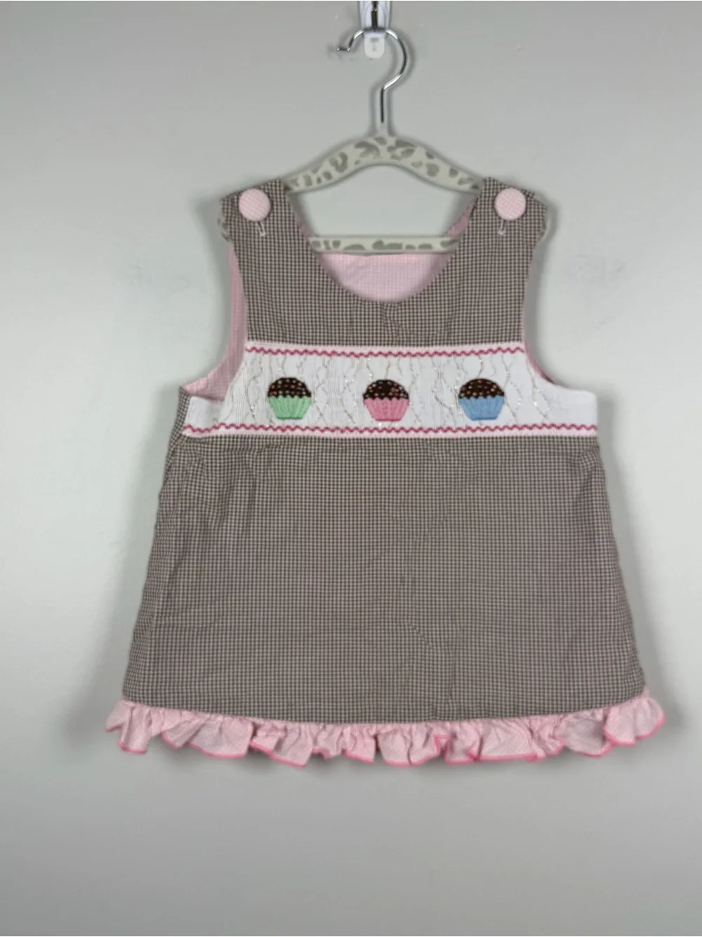 Beaux et Belles New Orleans Smocked Sleeveless Dress Cupcake Birthday Size 4